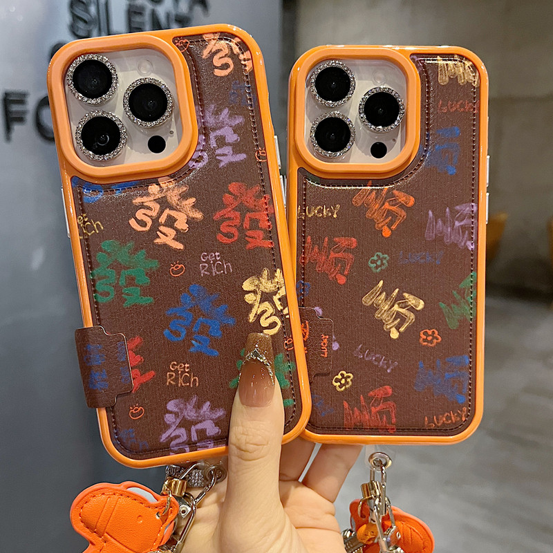 适用苹果系列iPhone17新款手机壳13pro/15promax小众个性文字發14promax16promax抽绳半包大孔透气防摔保护套