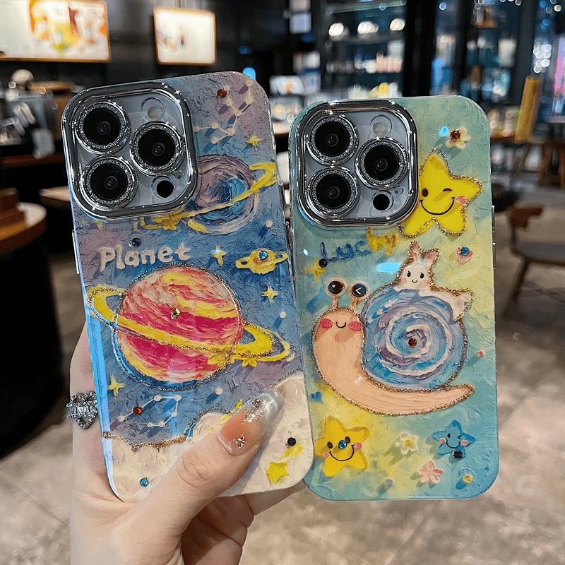 适用苹果系列iPhone16新款手机壳16promax高级15promax创意梦幻星球全包防摔透气15/14/13/12防摔网红保护套