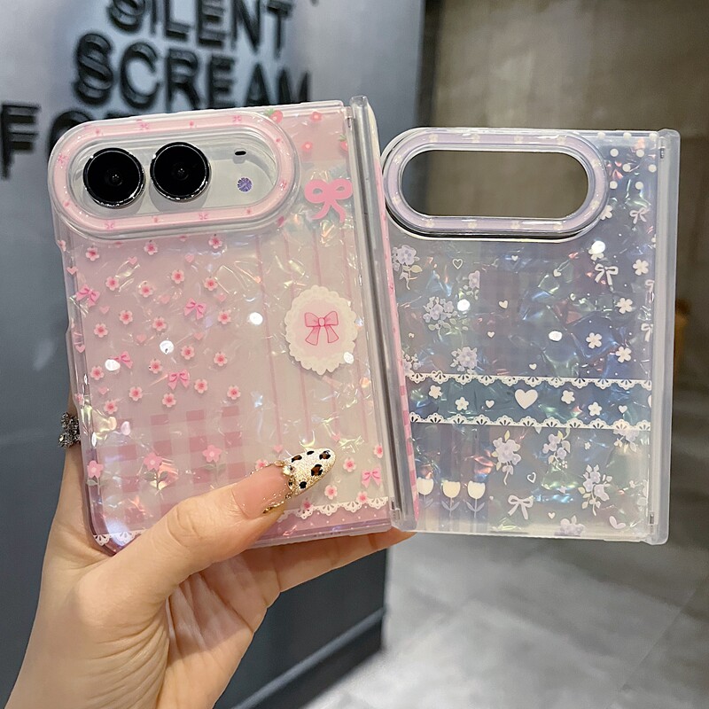 适用苹果系列iPhone Duo新款手机壳18promax16promax时尚粉色彩贝拼格17promax/15pro半包大孔防摔网红保护套