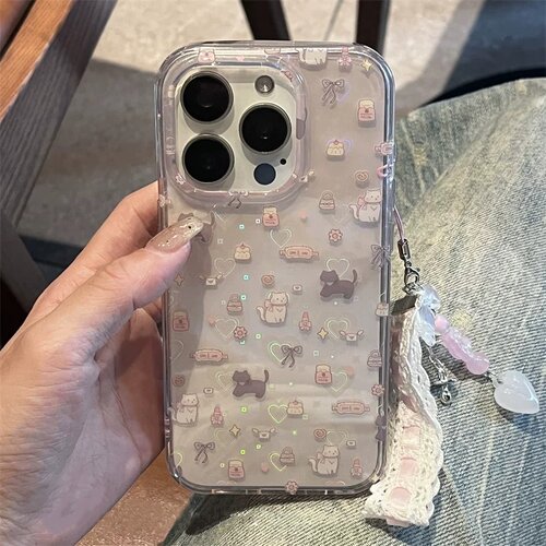 适用苹果系列iPhone17新款手机壳16promax14promax可爱透色满屏猫咪壳15promax/13pro半包大孔防摔网红保护套
