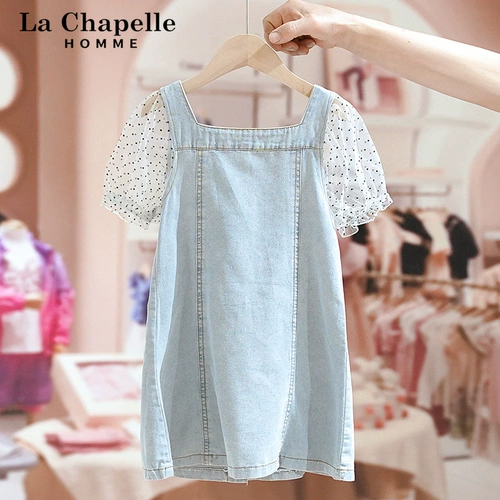 Летнее платье, детская летняя одежда, джинсовая юбка, детская одежда, в западном стиле