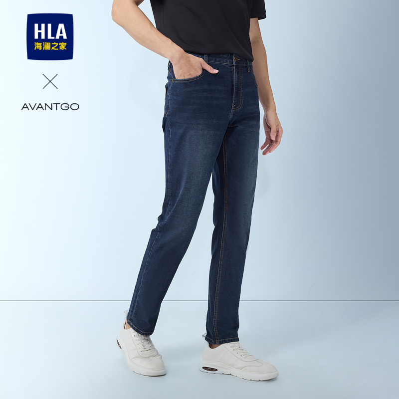 海澜之家中腰五袋款水洗牛仔裤