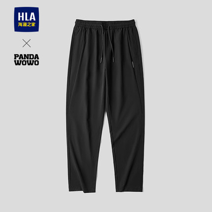 HLA/海澜之家panda wowo熊猫系列休闲裤26春夏新松紧腰系带裤子男