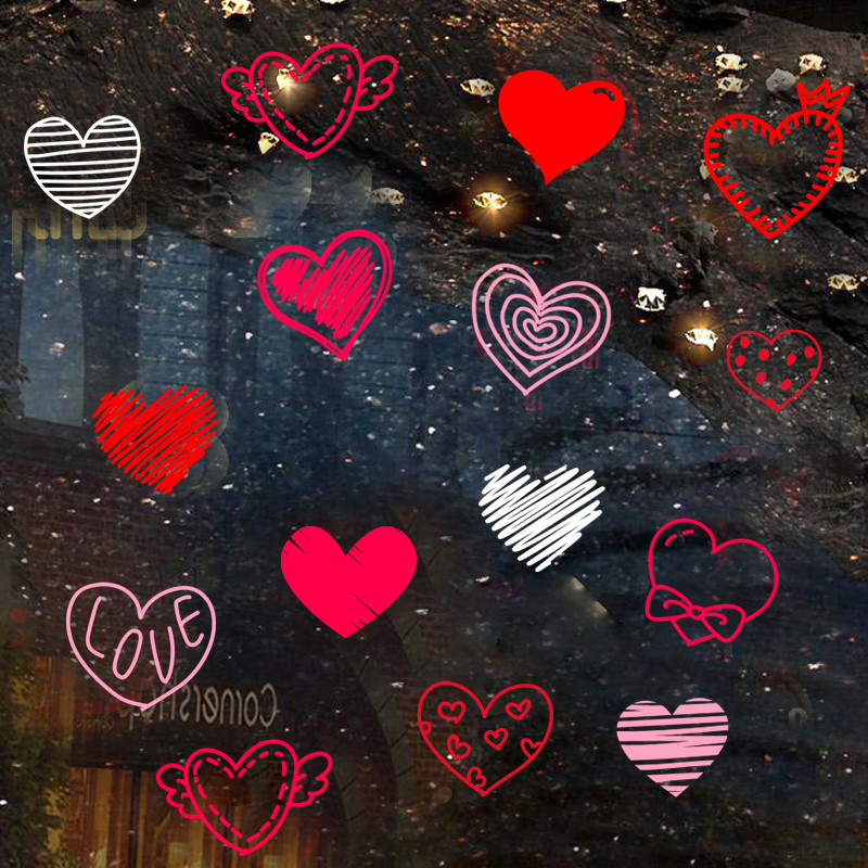 520情人节ins爱心七夕玻璃门贴纸