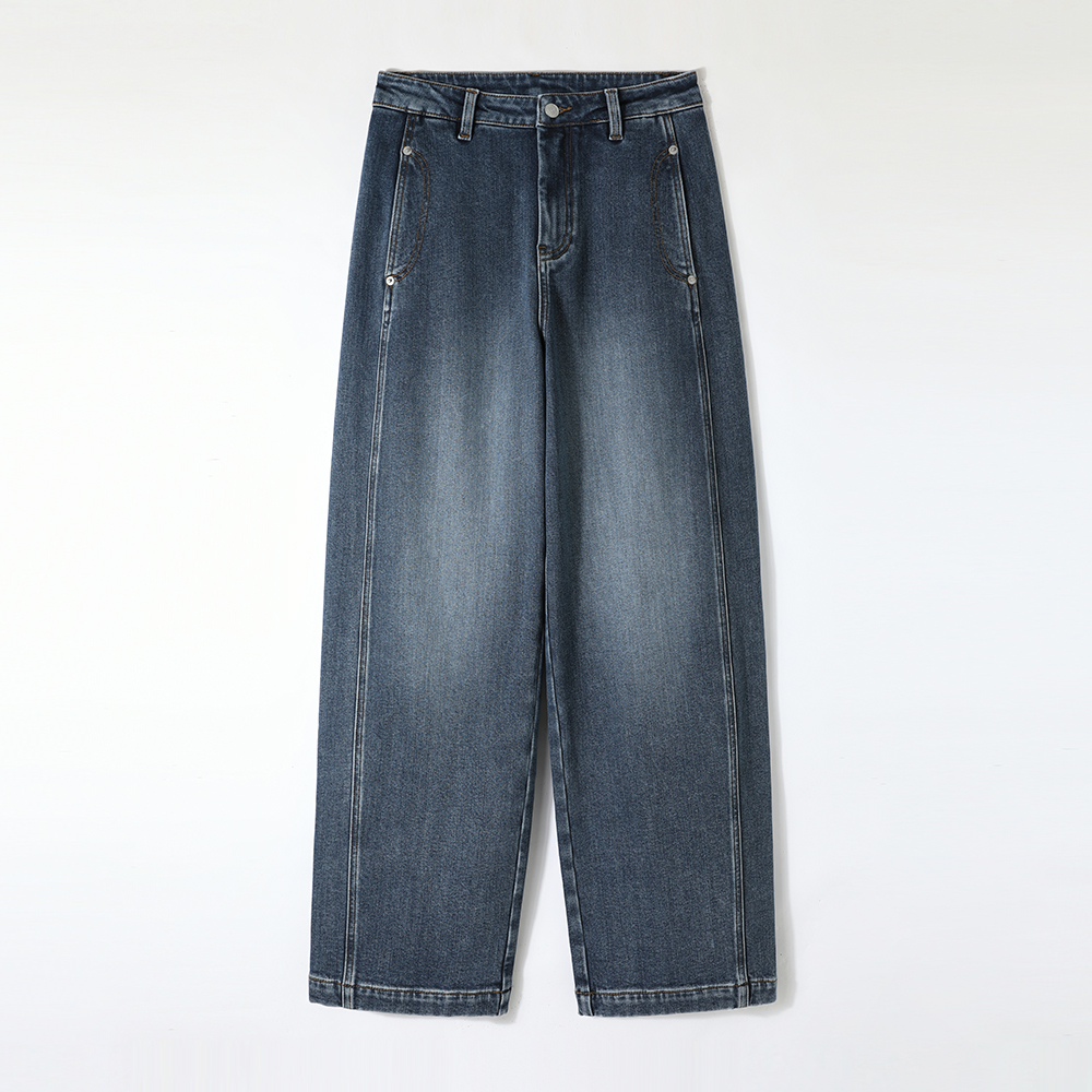 立裁解构微香蕉牛仔拖地裤加绒版