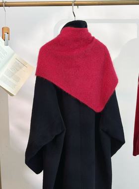 山羊绒拉绒高克重三角披肩399B52421