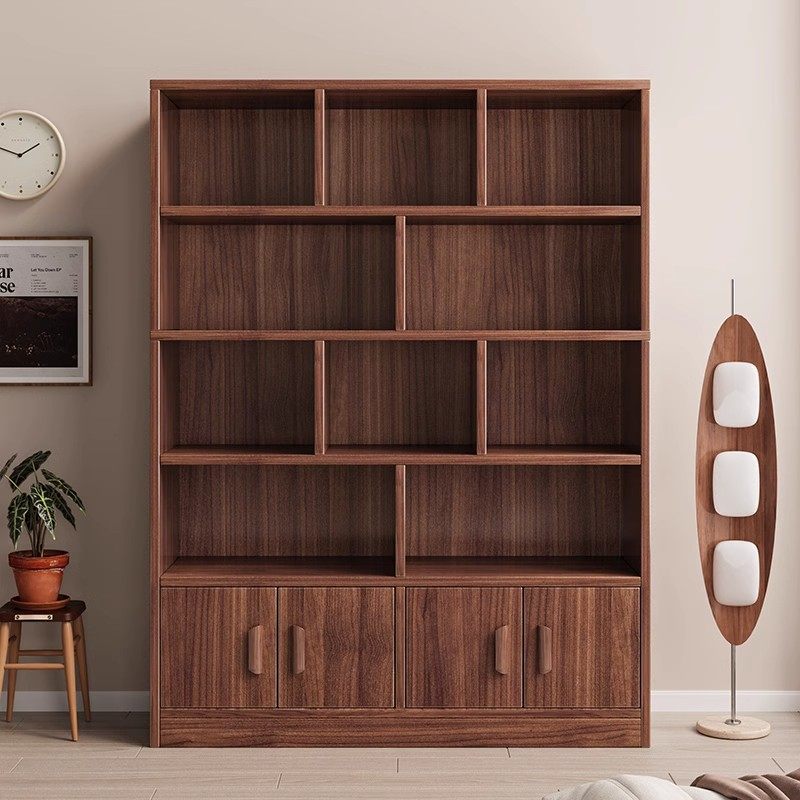 实木收纳柜多层书柜带门防尘书架置物柜客厅储物柜家用靠墙展示柜,收纳整理,收纳柜,淘宝优惠券,粉丝福利购,淘宝优惠卷