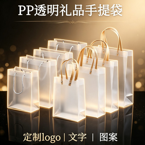 现货pp磨砂透明手提袋子印刷logo