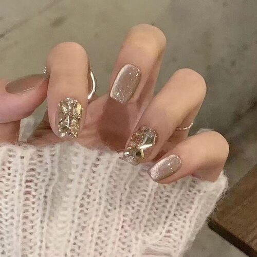 落日熔金纯手工美甲秋冬