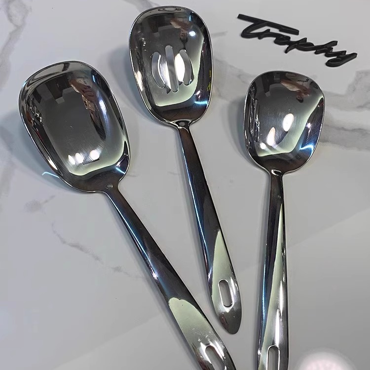 316不锈钢酒店餐厅商用自助分餐勺方形大头勺公用勺高档餐具