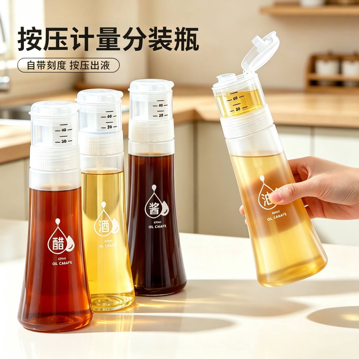 定量油壶食品级计量挤压瓶不挂油