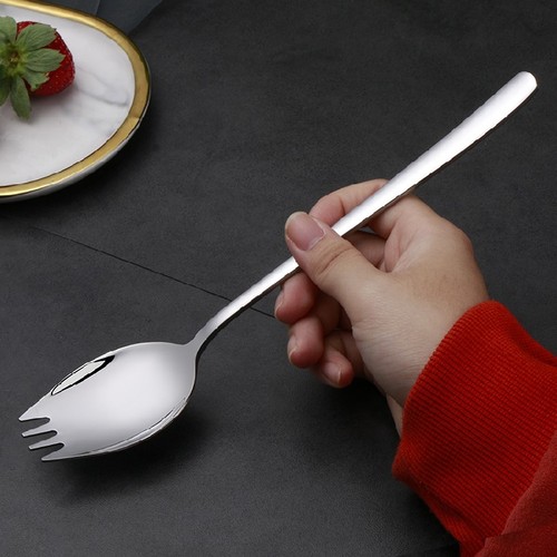 带叉的勺子 一体 不锈钢西餐两用叉子勺子宿舍吃方便面勺叉面条沙