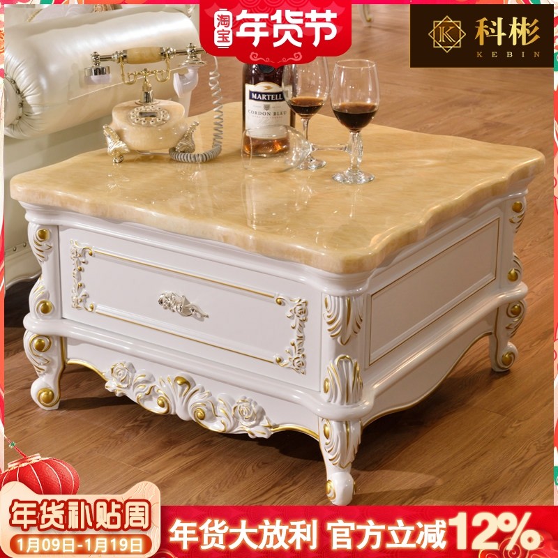 欧式大理石角几客厅实木电话几沙发边几组合白色储物正方形小茶几