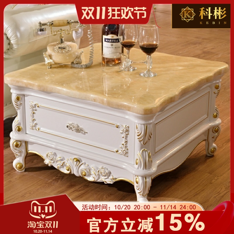 欧式大理石角几客厅实木电话几沙发边几组合白色储物正方形小茶几