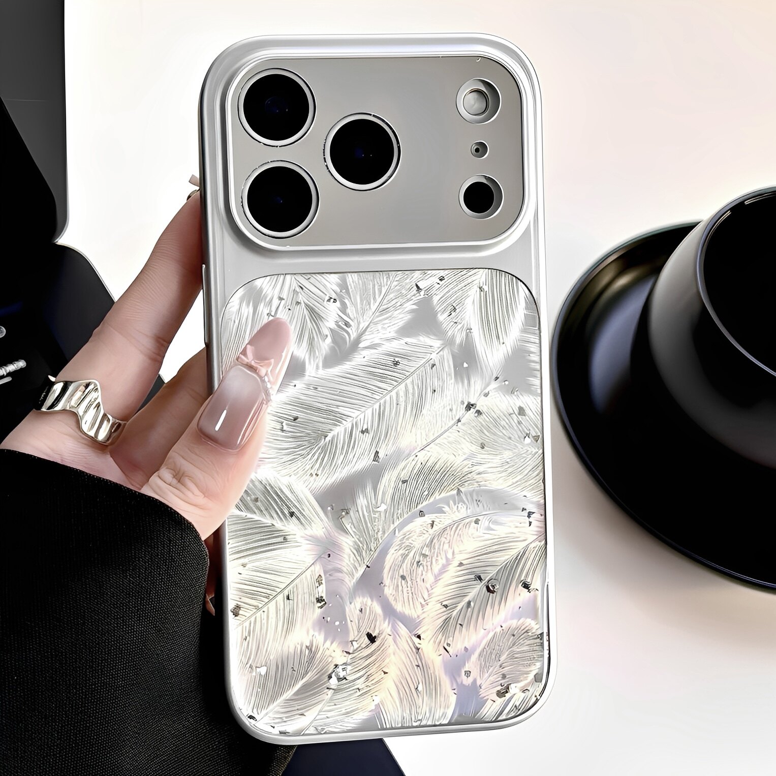 补妆镜面羽毛纹适用iphone16pro苹果17手机壳14气质小众15pro高级新款17proamx全包防摔好看保护套气质女神款,3C数码配件,手机保护套/壳,淘宝优惠券,粉丝福利购,淘宝优惠卷