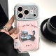 泼墨立体刺绣猫咪适用iphone16pro苹果17手机壳13可爱趣味15pro秋冬皮质14proamx全包防摔保护套韩国卡通女款