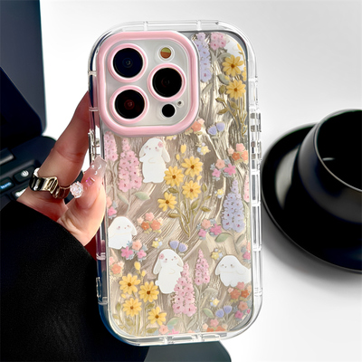 适用iPhone花朵兔子手机壳