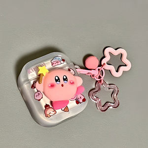 适用Airpods Pro3耳机保护套立体星之卡比苹果耳机套AirPods1/2代/3保护壳透明带吊坠airpods4代蓝牙耳机壳女