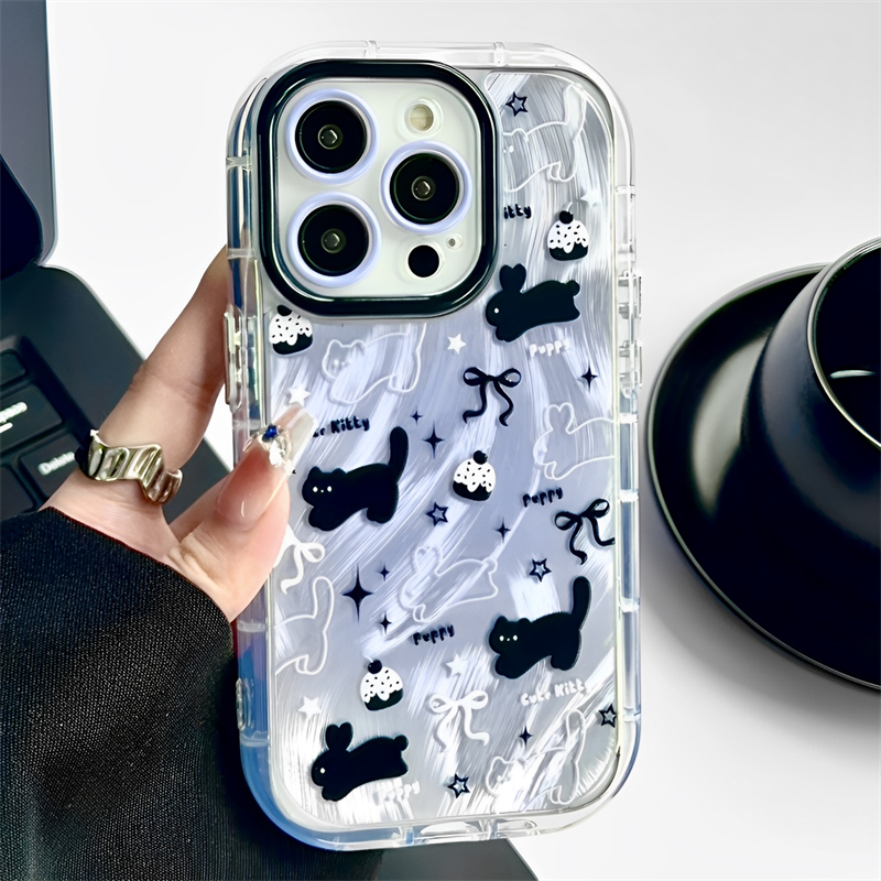 适用iPhone晕染兔子猫咪手机壳