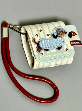 适用Airpods pro3耳机保护套薄荷绿条纹腊肠狗苹果耳机套AirPods1/2代/4保护壳带挂绳airpods3代蓝牙耳机壳女