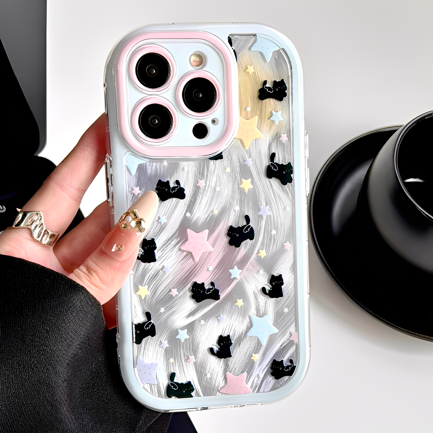 适用iPhone羽纱星星猫咪手机壳