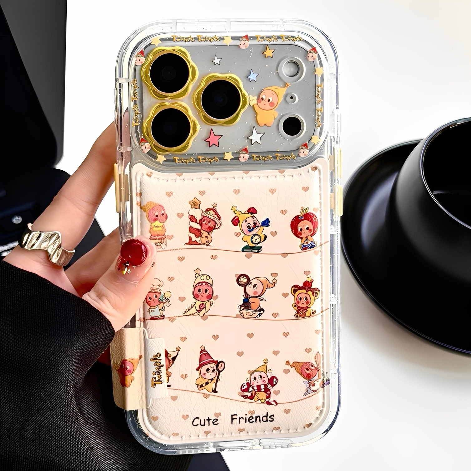潮牌可爱趣味卡通适用iphone16pro苹果17手机壳13皮质15pro新款14proamx全包镜头防摔超好看保护套甜酷少女心