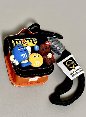 适用Airpods4耳机保护套皮质立体MM豆小熊苹果耳机套AirPods1/2代/pro保护壳带挂绳airpods新3代蓝牙耳机壳女