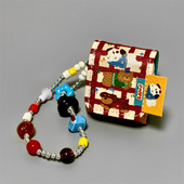 适用Airpods 3保护壳带挂绳airpods4代蓝牙耳机壳女款 pro3耳机保护套韩系格纹腊肠狗苹果耳机套AirPods1 2代