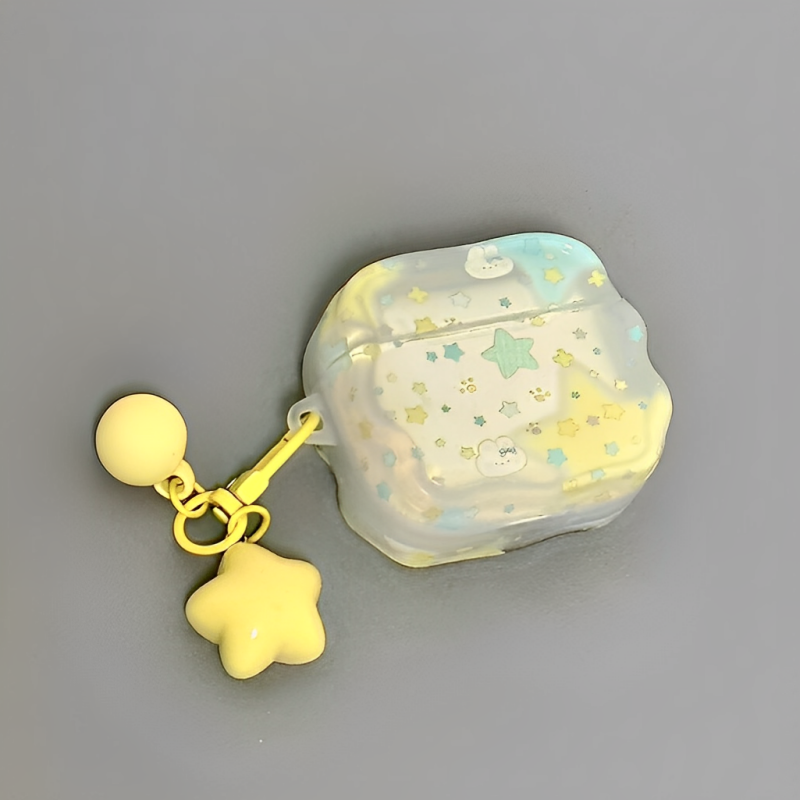 适用AirPods4耳机保护套撞色可爱星星兔子苹果耳机套AirPods1/2代/pro保护壳带吊坠airpods新3代蓝牙耳机壳女