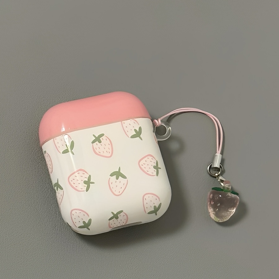 适用Airpods Pro3耳机保护套趣味可爱线条草莓苹果耳机套AirPods4/3保护壳带吊坠airpods1/2代蓝牙耳机壳女款