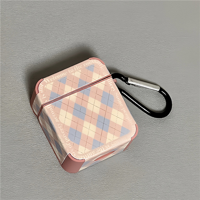适用iPhone粉蓝格子蓝牙耳机套