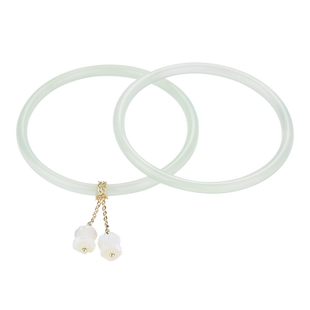 叮当镯玛瑙手镯女款玉镯一对天青冻玉手镯青白玉叠戴玉髓镯子素圈