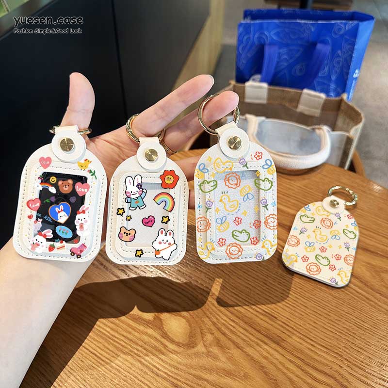 适用爱玛电动摩托车钥匙收纳包台铃小刀电瓶车钥匙保护袋收藏袋大小号个性兔子涂鸦卡通汽车钥匙遥控器收纳套