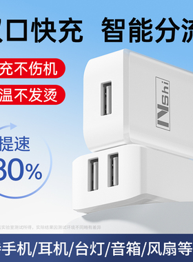 能适双口充电器usb插头5V2A单头适用苹果vivo小米oppo华为iPad安卓通用手机充电头多口快充车载蓝牙音响万能