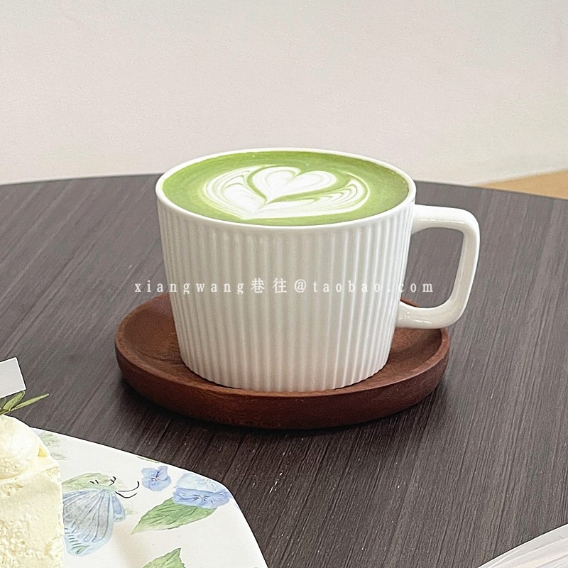 简约ins纯色条纹陶瓷马克杯