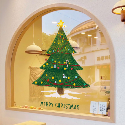 静电贴玻璃门贴纸圣诞节装饰布置