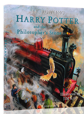 现货 哈利波特与魔法石 精装 大开本 彩绘插画版第一部 英文原版 Harry Potter and the Philosopher's Stone 1【中图原版进口】JK