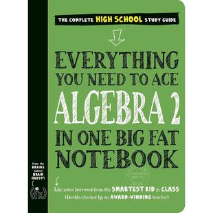 预售 美国学霸笔记少年学霸超级笔记系列获得A的方法练习册 代数2 英文原版 Everything You Need to Ace Algebra 2 in One Big Fa