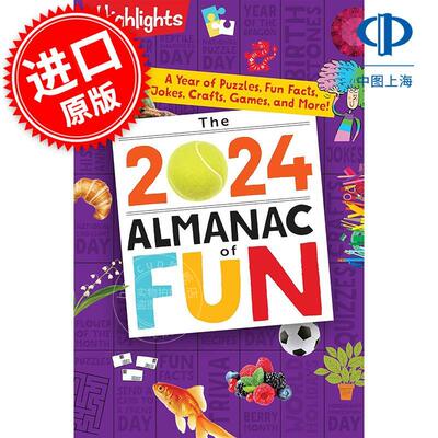 Highlights 2024年趣味年鉴： 一年的谜题、趣事、笑话、手工艺、游戏等！儿童互动书 英文原版 The 2024 Almanac of Fun 6-9岁