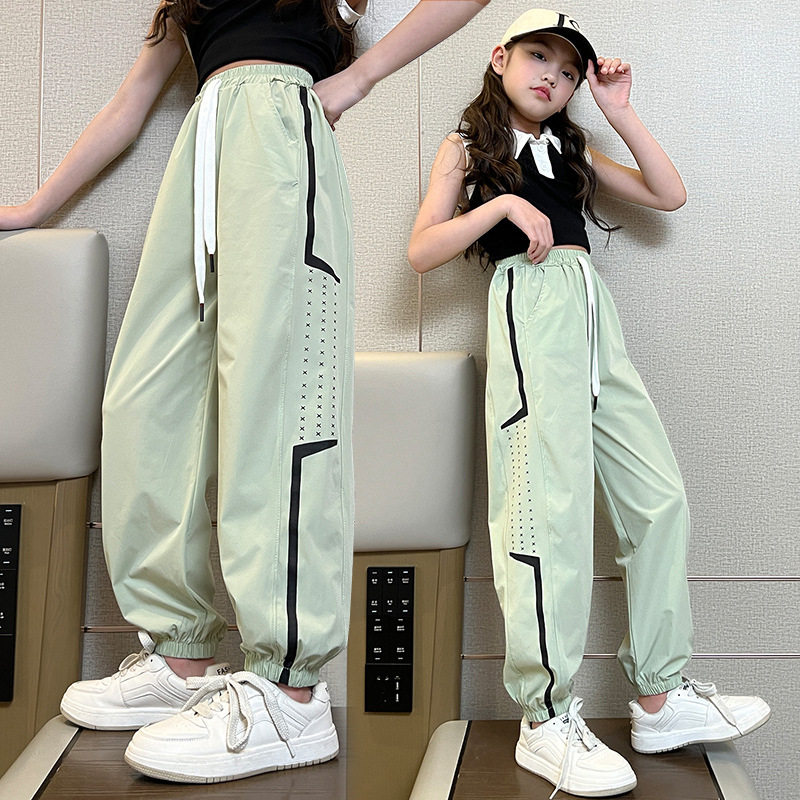 女童裤子儿童装夏款薄款防蚊速干裤男女童透气运动宽松休闲长裤