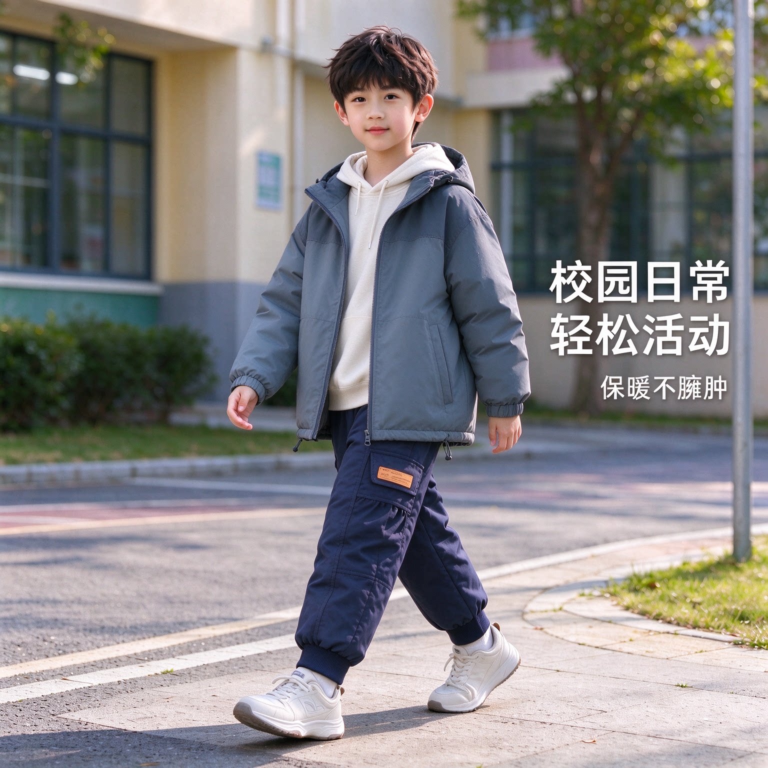 儿童羽绒裤2025新款纯色工装