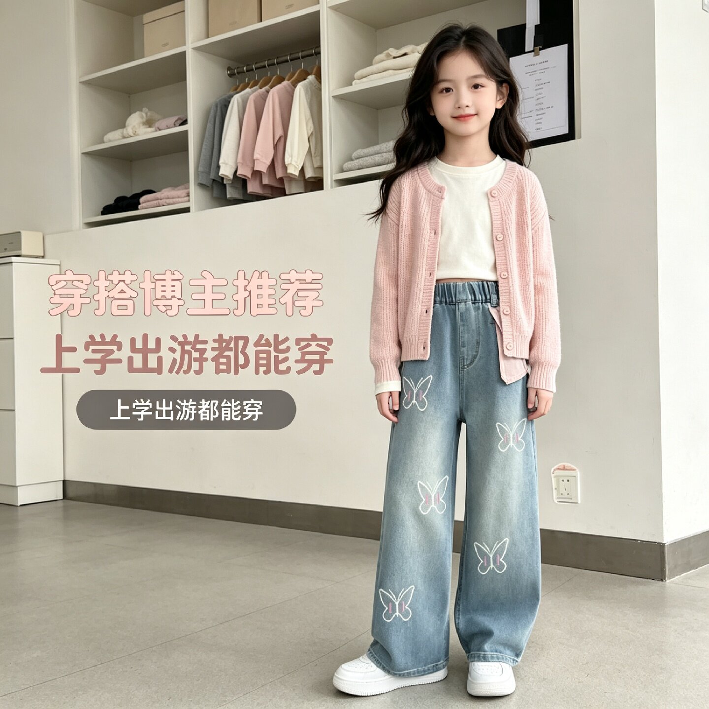 女童牛仔裤春秋款2026新款儿童