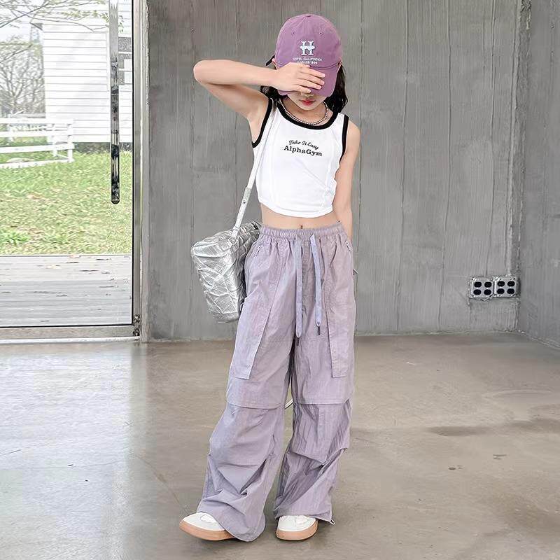 2026新款女童夏季工装休闲裤女孩洋气中大儿童夏天直筒长裤子童装