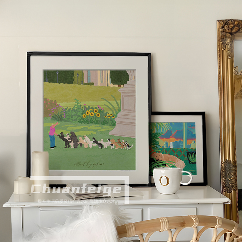 《Chik-chip pok》韩国插画师可爱治愈系装饰画ins风壁画小狗挂画