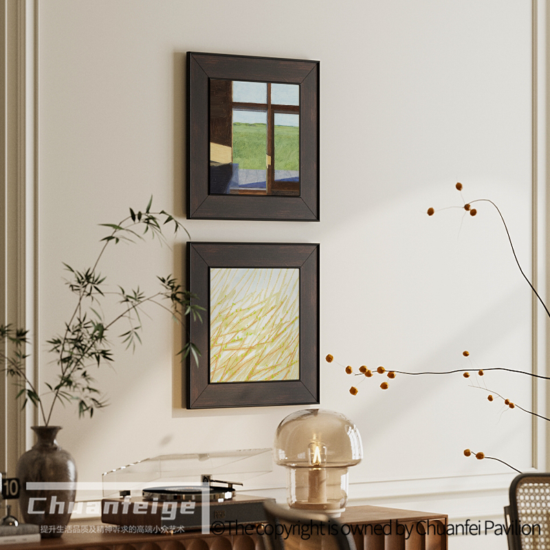 古典风景客厅沙发背景墙装饰画组合方形2025法式玄关餐厅斗柜挂画