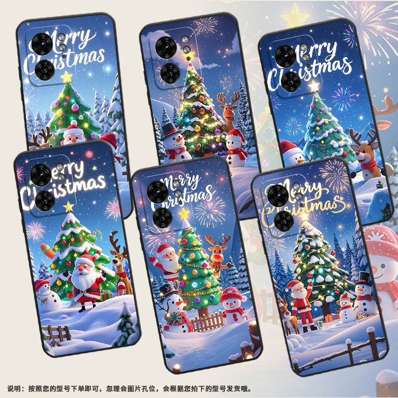 适用Motoedge+2023手机壳XT2243-2圣诞雪人X40Pro摩托罗拉G85防摔Edge40高级50Pro个性XT2401-2全包软壳