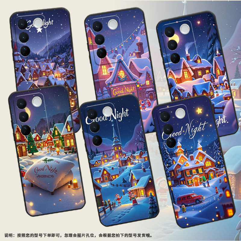 适用vivov25pro手机壳v27耐磨v2158圣诞雪人viviv29保护套v29pro商务v2319防摔vivov30个性v40lite细外壳