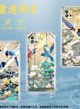 适用Realme真我C1手机壳RealmeC25Y男女款红嘴蓝雀鸟真我C20气囊壳RealmeC31全包边真我C21Y防摔时尚保护套