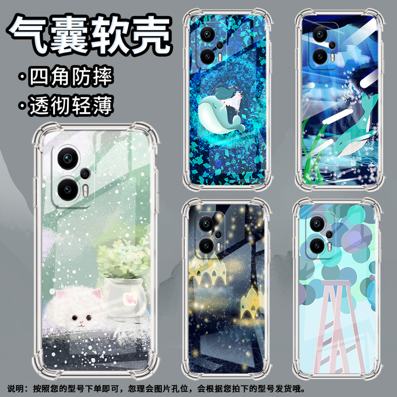 适用小米PocoX2手机壳小米PocoX3油画鲸鱼PocoX3NFC+气囊壳小米PocoX3Pro防摔小米PocoX3NFC高级感保护套