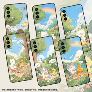 M145F黑色M20硅胶M21s保护套 M105F全包samsungM02s磨砂壳M13防摔爆SM 适用三星M10S手机壳M04可爱 小猫SM